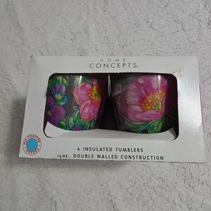 Home Concepts 4 pack of Insulated Tumblers 14 oz. Gardening Theme Pattern EUC